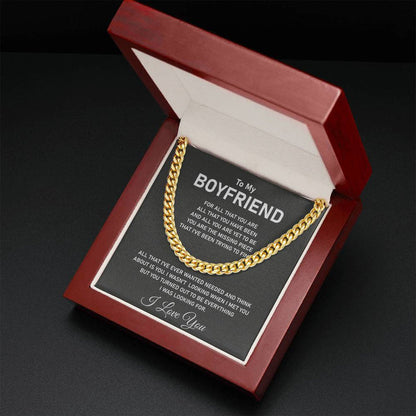 To My Boyfriend's Necklace - I Love You, Cuban Link Chain Necklace - TGV