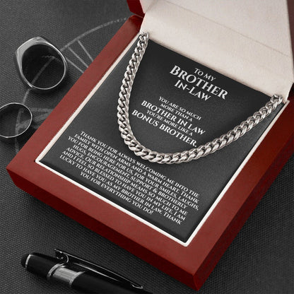 To My Brother In Law Necklace, Gifts for Brother In Law Birthday, Bonus Brother Gifts, Unbiological Bro, Cuban Link Chain Necklace - TGV