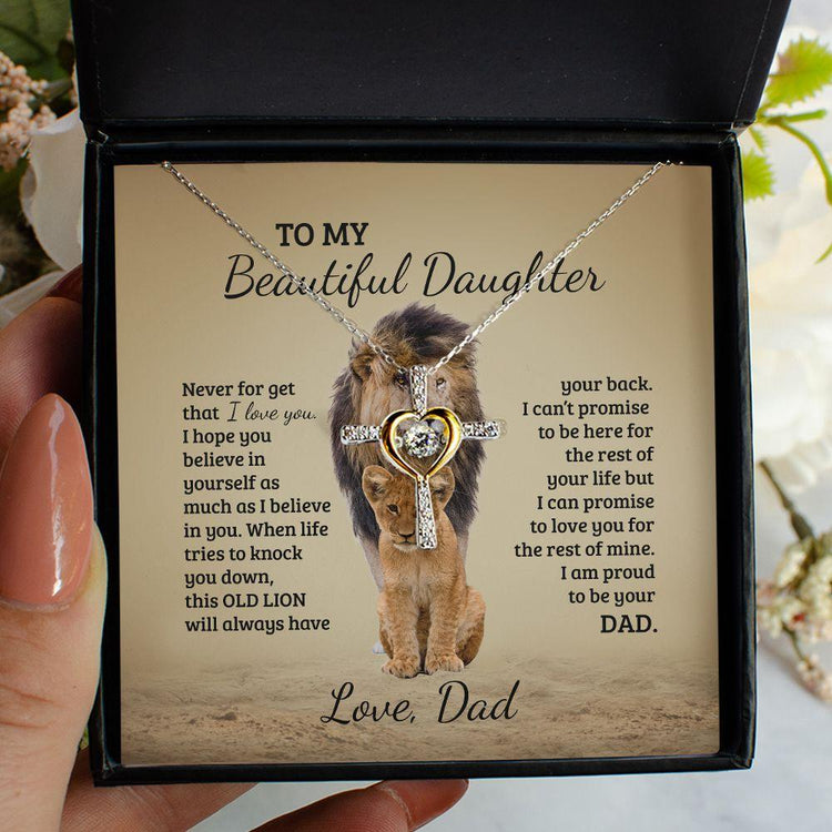 To My Daughter, Granddaughter Necklace - Old Lion Will Always Have Your Back - Personalized Alluring Beauty Necklace - TGV