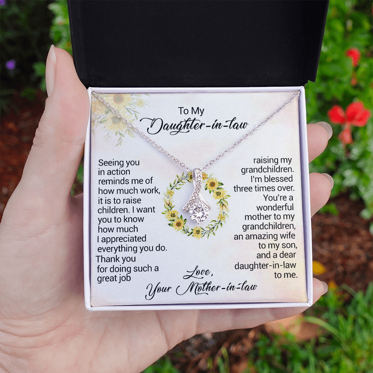 To My Daughter-In-Law - I am blessed three times over, Love Your Mother-In-Law, Birthday Gift, Alluring Beauty Necklace - TGV