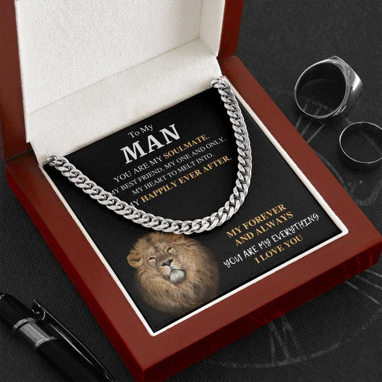 To My Man Necklace, My Forever And Always You Are My Everything I Love You, Necklace for Husband, Necklace for Boyfriend's, Cuban Link Chain Necklace - TGV