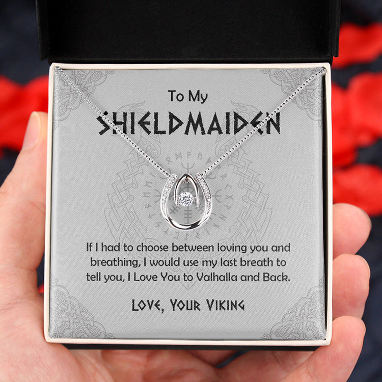 To My Shieldmaiden - Wife Girlfriend Necklace Gift - Viking Style Personalized Daugther Granddaughter Gift - I Love you to the Valhalla and back - Custom Love Knot, Eternal Hope, Alluring Beauty Necklace 052C - TGV