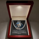 To My Son Necklace From Mom - Look right beside you I always be there Cuban Link Chain Necklace 070A - TGV