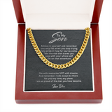 To My Son Necklace Gift - Take pride in how far you've come Take the risk that scares you Love with your whole self Cuban Link Chain Necklace From Mom, Dad 028D - TGV