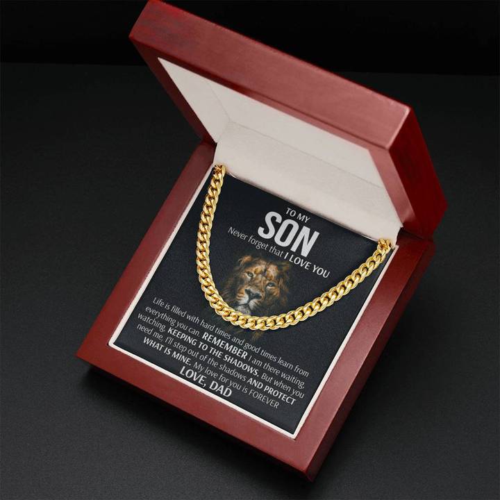 To My Son Necklace - Keeping To The Shadows Cuban Link Chain Necklace Love, Dad - TGV