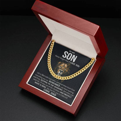 To My Son Necklace - Keeping To The Shadows Cuban Link Chain Necklace Love, Dad - TGV