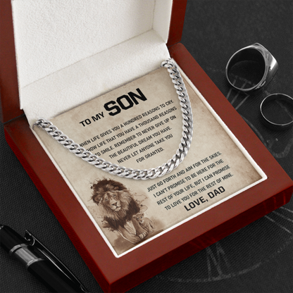 To My Son - Remember To Never Give Up - Cuban Link Chain Necklace - TGV