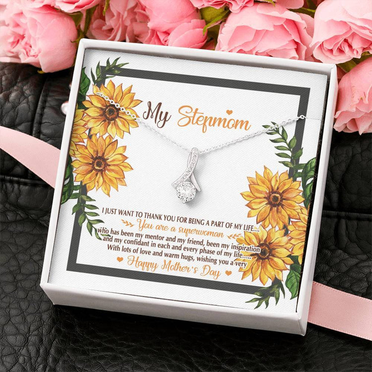 To My Step Mom Necklace I just want to thank you for being a part of my life Alluring Beauty Necklace XL045K - TGV