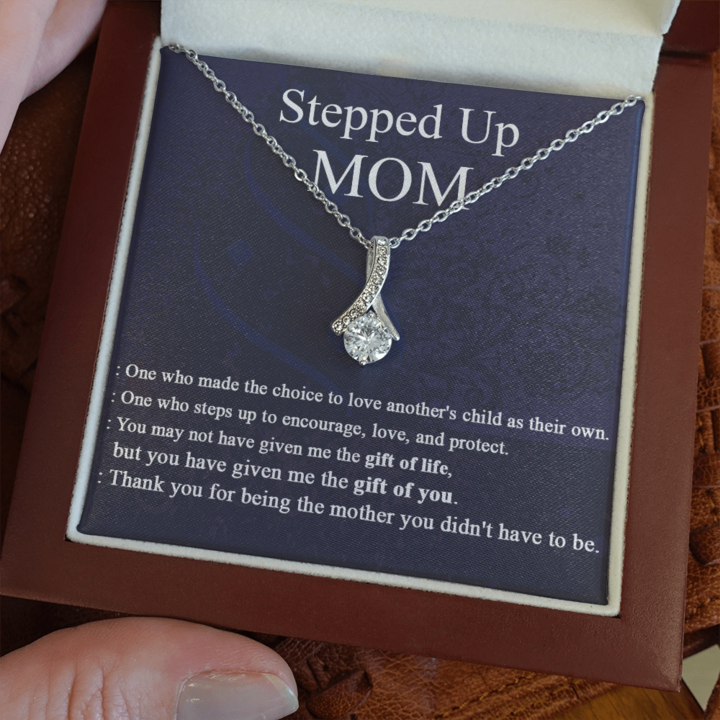 To My Stepped Up Mom Necklace Gift - You may not have given me the gift of life, but you have given me the gift you you Alluring Beauty Necklace 343H - TGV