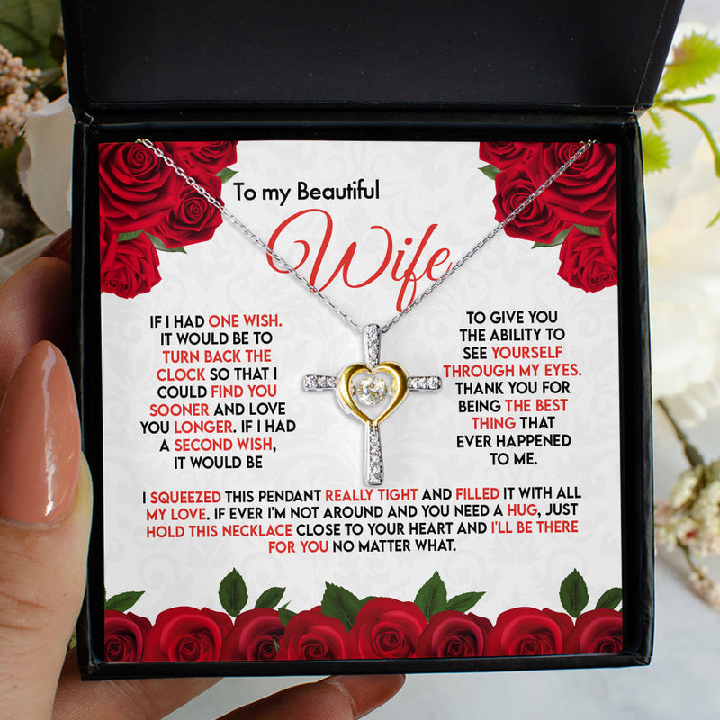 To My Wife Girlfriend Soulmate Necklace - I Wish Turn Back The Clock - Find You Sooner and Love You Longer - Love Knot Necklace Alluring Beauty Necklace - Cross Dancing Necklace 029G - TGV