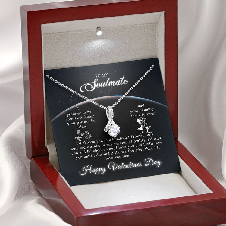 To my Soulmate Necklace Gift - I promise to be your best friend you partner in crime and you naughty lover forever - Custom Name Love Knot, Alluring Beauty, Turtle, Cross Dancing Necklace Gift 357B - TGV