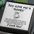 Wife Girlfriend Necklace Gift - Funny Valentines Gift - You Give Me Boner - A Heart On An Affection Erection - Forever Love Necklace 033B - TGV