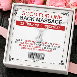 Wife Girlfriend Soulmate Necklace Gift - Funny Message Good For One Back Massage Term and Conditions Love Knot Necklace - Alluring Beauty - Cross Dancing Necklace 029F - TGV