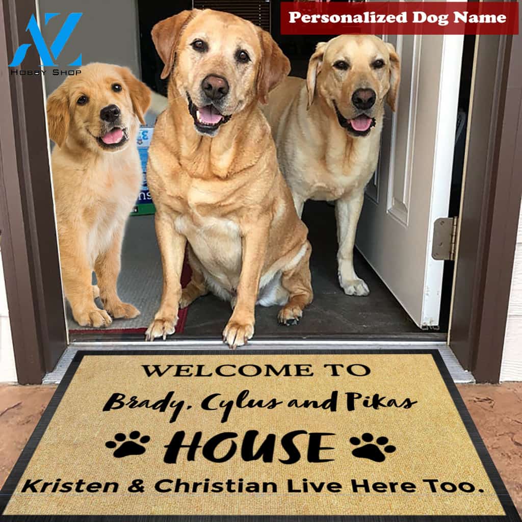 3 Pups Custom Welcome Home Dog Mat | Welcome Mat | House Warming Gift