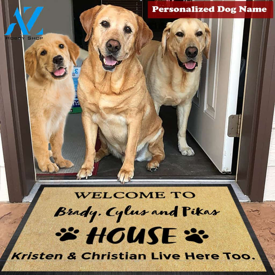 3 Pups Custom Welcome Home Dog Mat | Welcome Mat | House Warming Gift