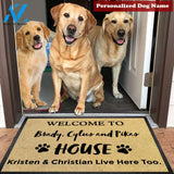 3 Pups Custom Welcome Home Dog Mat | Welcome Mat | House Warming Gift