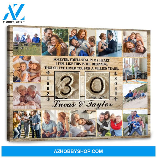 30 Year Wedding Anniversary Gift Personalized Love Canvas