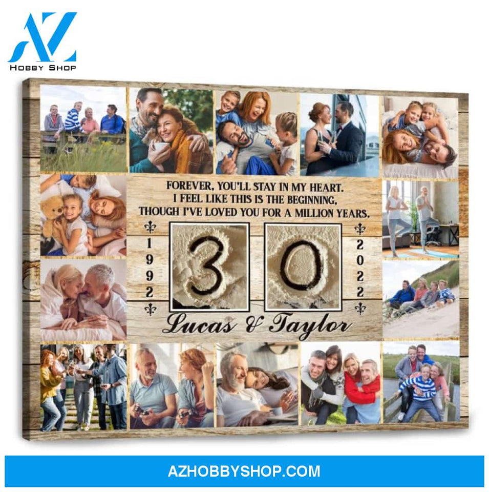 30 Year Wedding Anniversary Gift Personalized Love Canvas
