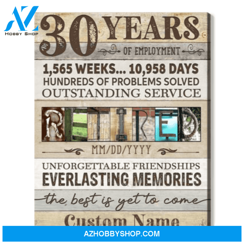 30 Years Work Anniversary Gift Personalized Retirement Gift