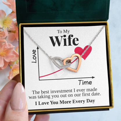 Interlocking Hearts Necklace- Pages Of My Life, I Choose You, Squid Love Gift For Wife, For Birthday, Christmas, Mother's Day