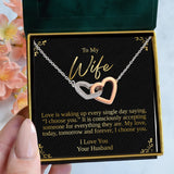 Interlocking Hearts Necklace- Pages Of My Life, I Choose You, Squid Love Gift For Wife, For Birthday, Christmas, Mother's Day