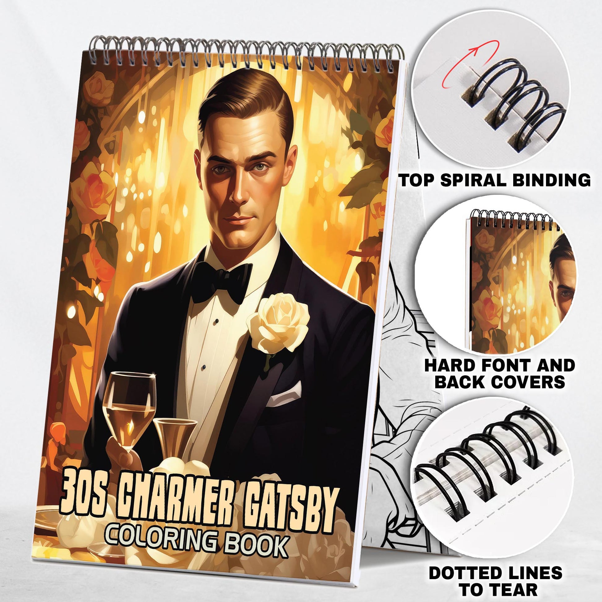 30s Charmer Gatsby Spiral Bound Coloring Book: 30 Enchanting Coloring Pages, Unleashing Your Creativity in the World of Charmer Gatsby