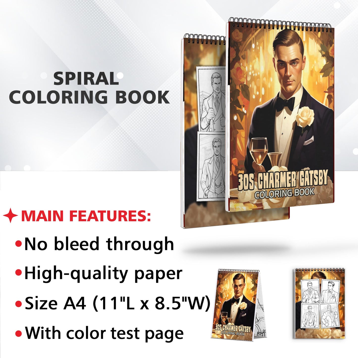 30s Charmer Gatsby Spiral Bound Coloring Book: 30 Enchanting Coloring Pages, Unleashing Your Creativity in the World of Charmer Gatsby