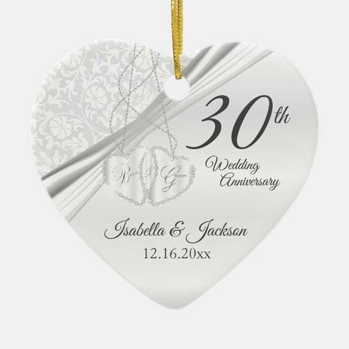 30Th Pearl Wedding Anniversary Ceramic Ornament