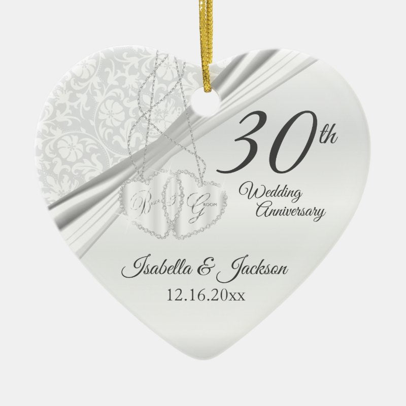 30Th Pearl Wedding Anniversary Ceramic Ornament