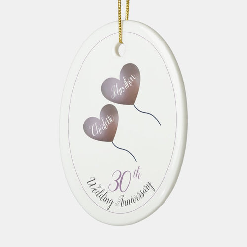 30Th Pearl Wedding Anniversary Husband & Wife Gift Ceramic Ornament