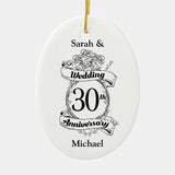 30Th Wedding Anniversary Flowers Rose Romantic Ceramic Ornament