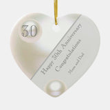 30Th Wedding Anniversary Pearl Heart Ceramic Ornament