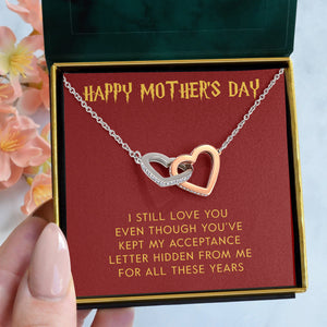 Happy Mother's Day "Acceptance Letter" Interlocking Hearts Necklace