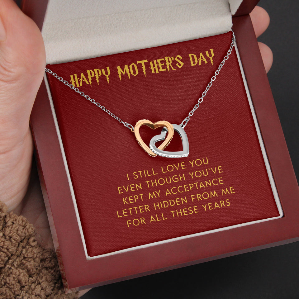 Happy Mother's Day "Acceptance Letter" Interlocking Hearts Necklace