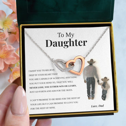 Interlocking Hearts Necklace- To My Daughter Everlasting Bond Cowgirl In Your Heart Together Forever Gift For Birthday, Christmas