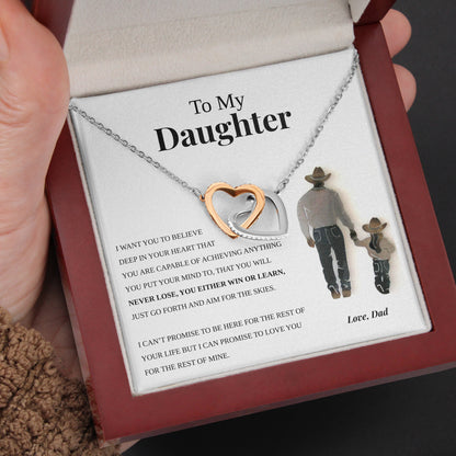 Interlocking Hearts Necklace- To My Daughter Everlasting Bond Cowgirl In Your Heart Together Forever Gift For Birthday, Christmas