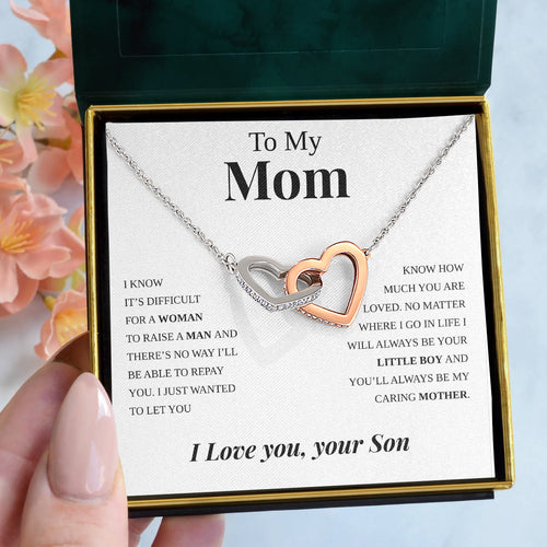 Interlocking Hearts Necklace- To My Mom Your Stubborn Child My Loving Mother The Gift of You Gift For Christmas, Mother's Day