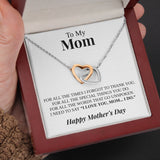 Pamaheart- Interlocking Hearts Necklace- To My Mom "Your Stubborn Child" "My Loving Mother" "The Gift of You" Gift For Christmas, Mother's Day