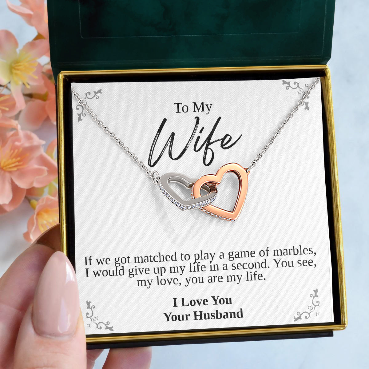 Interlocking Hearts Necklace- Pages Of My Life, I Choose You, Squid Love Gift For Wife, For Birthday, Christmas, Mother's Day