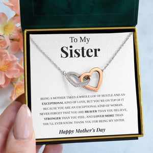 Pamaheart- To My Sister | "An Exceptional Woman" | Interlocking Hearts Necklace