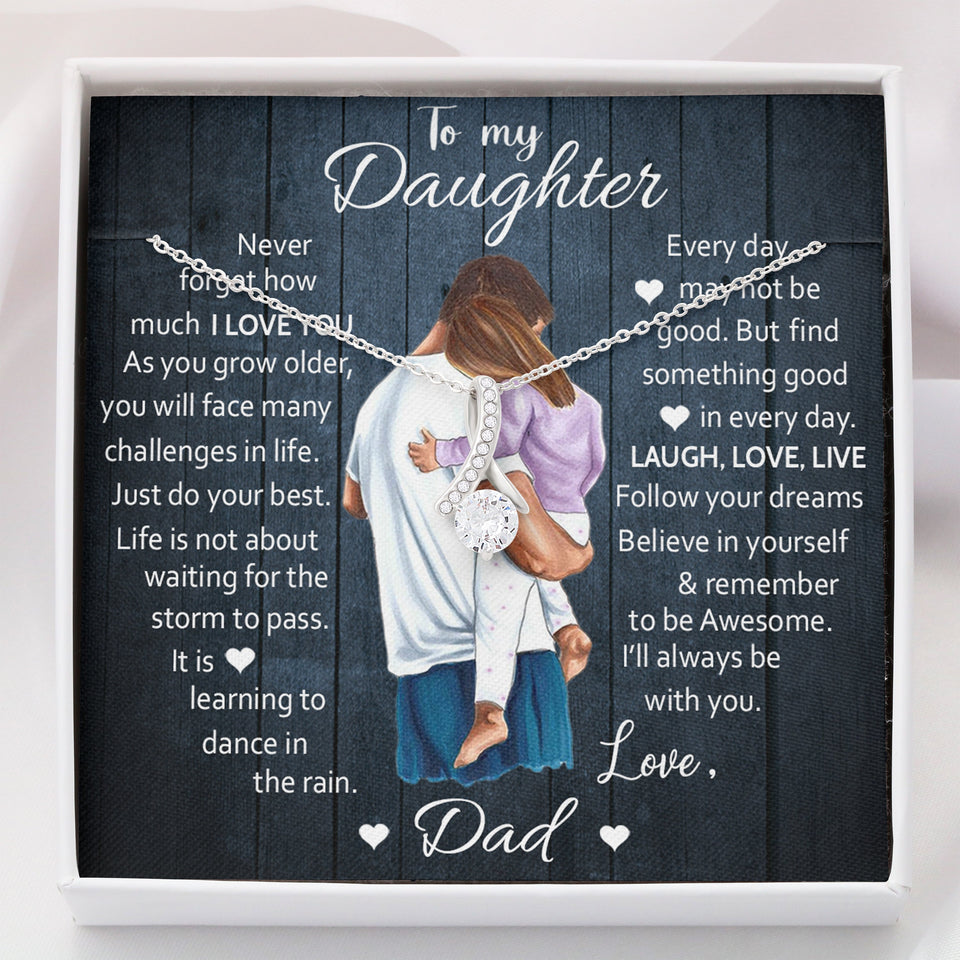 To My Daughter | Laugh Love Live | Gift for Daughter from Dad Alluring Beauty Necklace