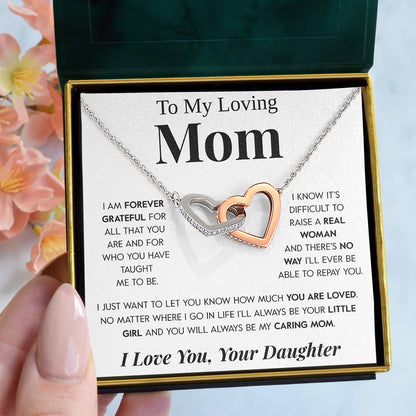 Interlocking Hearts Necklace- To My Loving Mom I Believe in You The Best Thing My Loving Mother Gift For Christmas, Mother's Day