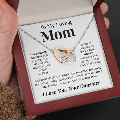 Interlocking Hearts Necklace- To My Loving Mom I Believe in You The Best Thing My Loving Mother Gift For Christmas, Mother's Day