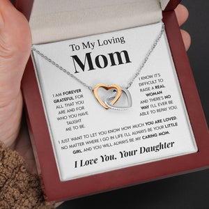 Pamaheart- Interlocking Hearts Necklace- To My Loving Mom "I Believe in You" "The Best Thing" "My Loving Mother" Gift For Christmas, Mother's Day