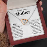 To My Dear Mother "The Sweetest Gift" Interlocking Hearts Necklace