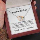 To My Mother-in-Law "Thank You For Everything" Interlocking Hearts Necklace