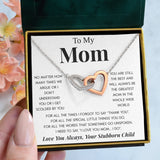Pamaheart- Interlocking Hearts Necklace- To My Mom "Your Stubborn Child" "My Loving Mother" "The Gift of You" Gift For Christmas, Mother's Day