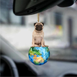 Pug2-Around My Dog-Two Sided Ornament