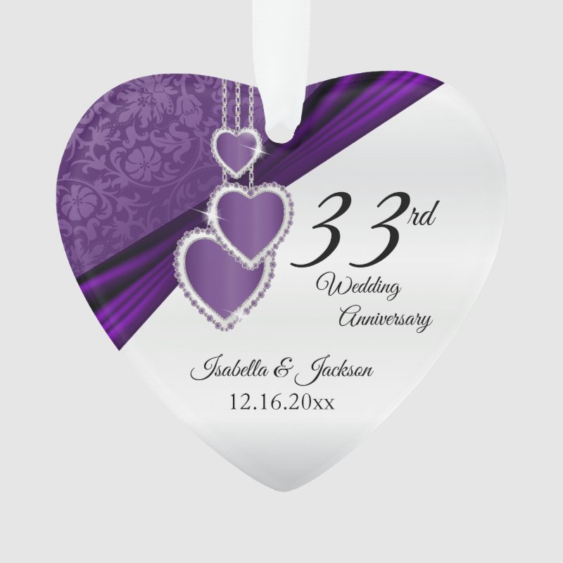 33Rd Amethyst Purple Wedding Anniversary Keepsake Ornament