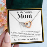 To My Beautiful Mom "Life's Blessing" Interlocking Hearts Necklace